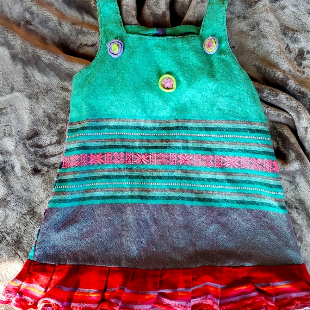 Toddler linen dress with crochet detail
